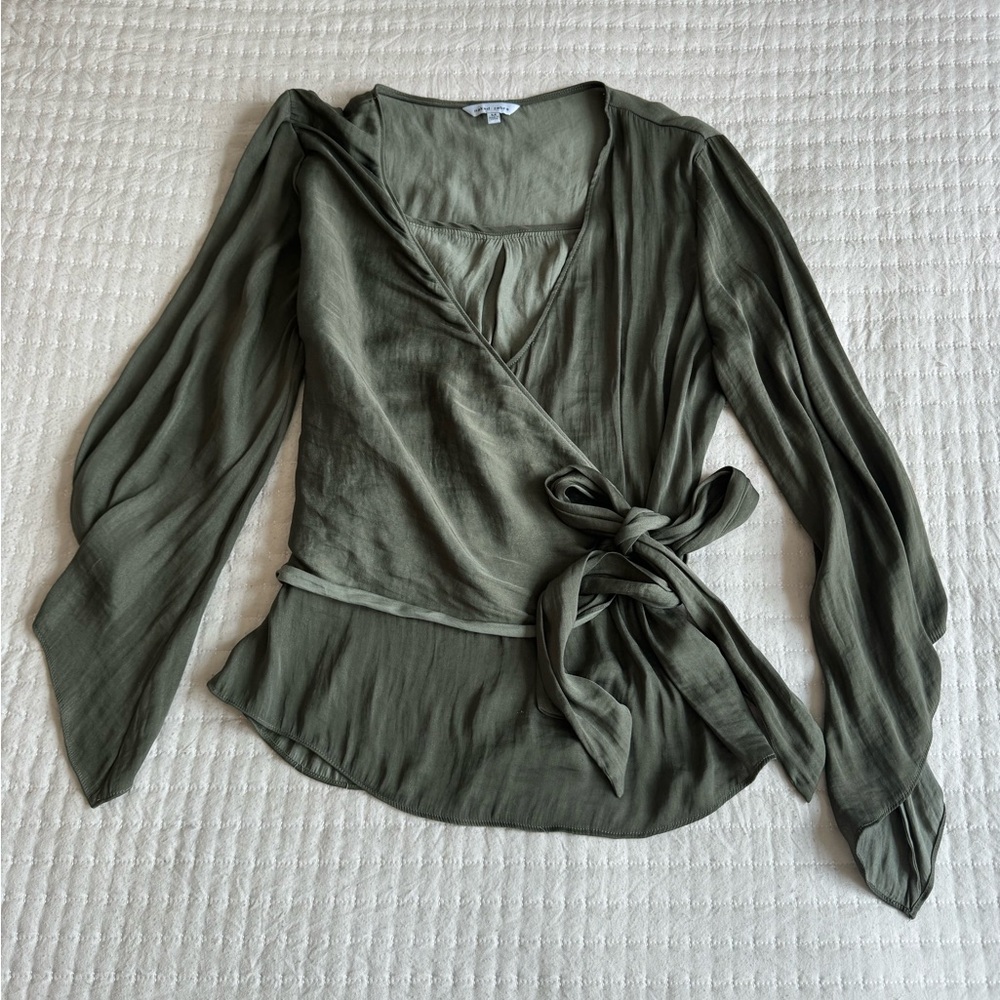 Naked Zebra side tie green blouse